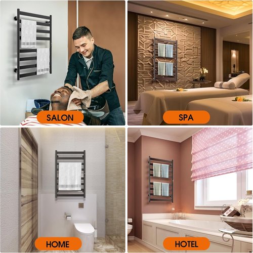 Poloma Paraheeter Towel Warmer, Heated Towel Rack, Towel Warmer Racks for Bathroom, Towel Dryer, Towel Heater, Wall Mounted, Matt Black.