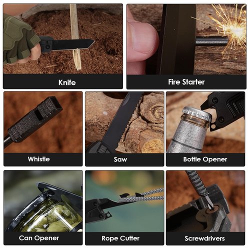 tkophou Multitool Knife, 17 in 1 Multi Tool Pocket Knife for Camping, Survival, Outdoor, Hunting, Men Birthday Gifts for Husband Father Son
