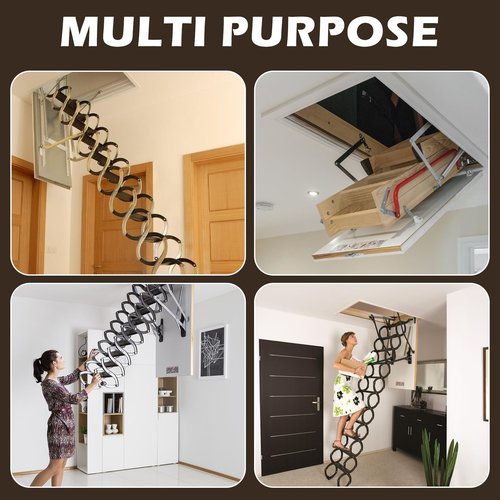 MABCIRY Stainless Steel Attic Pull System Hook Set with Handle Screw, Ladder Pull down System Kit, Brass Ring for Roof Inspections Attic, Ceiling Access Parts Tool