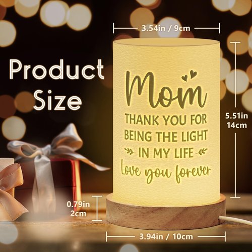 Afterprints Birthday Gifts for Mom 3D Printed Night Light, Mom Gifts from Daughter Son, Best Gift for Mother on Christmas, Thanksgiving, Table Lamp with Floral & Butterfly Design