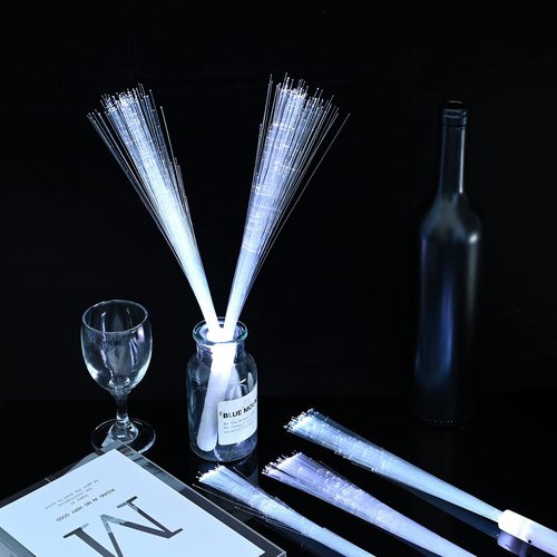 96 PCS Fiber Optic Wands LED White Glow Stick Flash Fiber Optic Light Rod for Bulk Wedding Lighting Wands Flashing Sticks with 3 Light Modes Including Creating The Perfect Party Concert Atmosphere