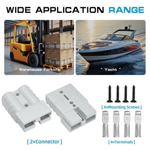 Muelnmey 50 Amp Battery Quick Connect/Disconnect Connector, 6-12 Gauge 600V Connector Kit for Cars, RVs, Trailer- Gray(6 Pack)