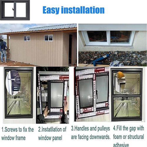 Basement Replacement Windows, Aluminum Sliding Window with Screen and Tempered Glass, Vinyl Basement Window for Sheds Chicken Coops, Bathroom Makeover Small Restroom 41x14in / 104x36cm, White