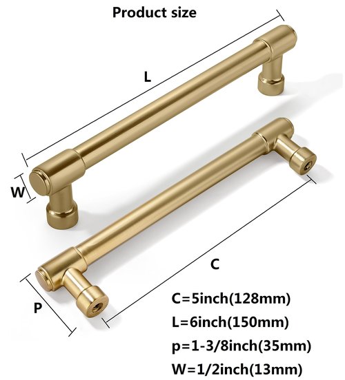 khtumeware 10-Pack 5 Inch(128mm) Champagne Bronze Cabinet Handles Warm Brass Cabinet Pulls Gold Kitchen Cabinet Hardware for Cupboard Drawer Pulls Dresser Handle Cabinet pulls.