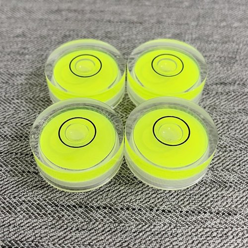 YMGBHNKJLS 4Pcs Small Circular Bubble Levels with Double Sided Adhesive Bottom Mini Little Stick-on Bubble Spirit Level Measuring Layout Tools Levels (25x10mm)