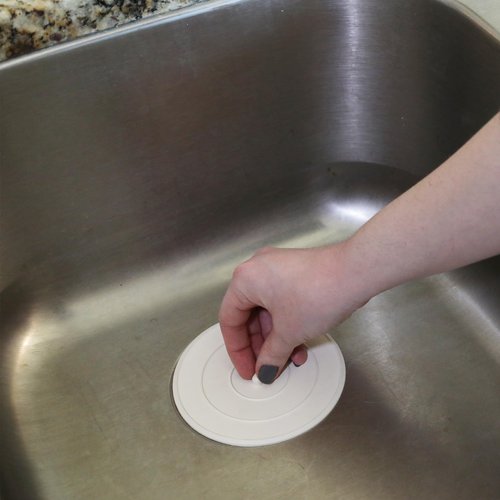 Danco (89042) 5-Inch Flat Suction Rubber Sink Stopper, Fits Kitchen & Bathroom Sink and Tub Drains, White, 1-Pack