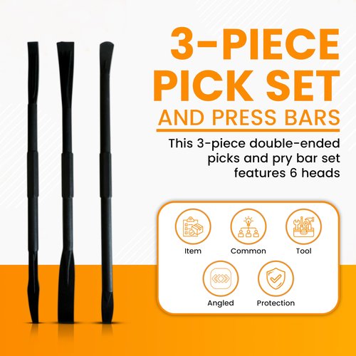 Fine My Auto 3-Piece Non-Marring Pry Bar Tool Set – Double-Ended Plastic Trim Removal Tool Kit, 150mm Durable Picks for Auto, Electronics, Mold Chips, Phones & Tablets - Pry Tools