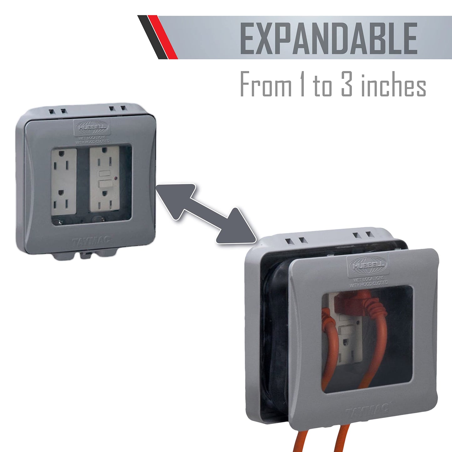 TayMac ML2500G Two-Gang Weatherproof Expandable Extra Duty In-Use Cover Gray Finish