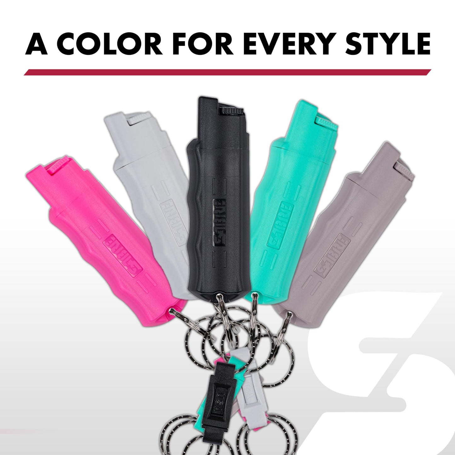 SABRE Defense Spray, 3-in-1 Formula Contains Max Strength Pepper Spray, CS Military Tear Gas & UV Marking Dye, Quick Release Key Ring for Easy Carry, Finger Grip for More Accurate Aim, 0.54 fl oz