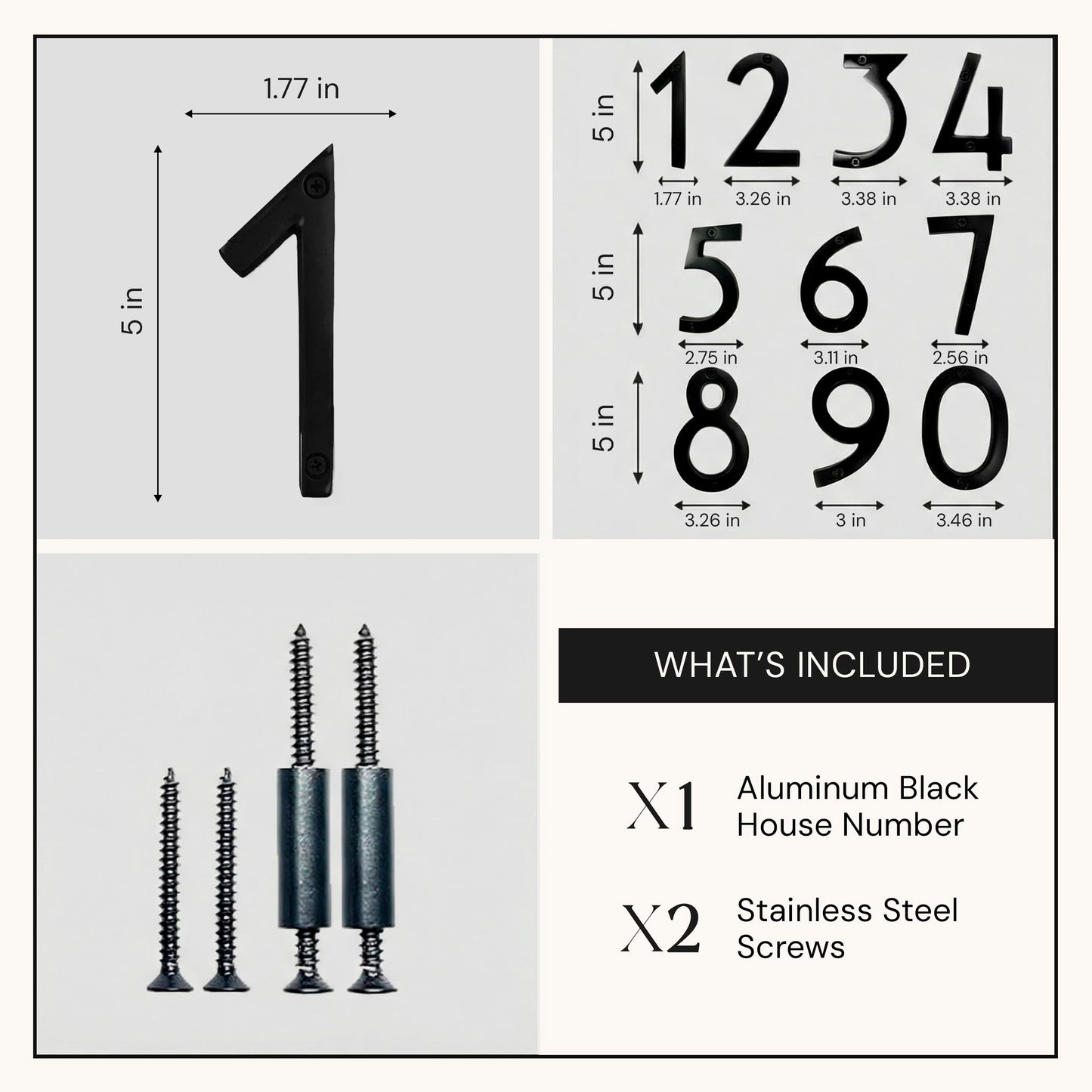 NACH Floating House Numbers, 5 inch Aluminum Black House Numbers for Outside - Number 1, Door Numbers with Mounting Hardware