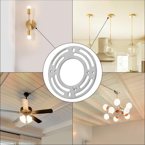 GNOLAK 2 Pack Universal Fixture Mounting Bracket Heavy Duty 50 LB Rated, 4 Inches Diameter Steel Round Crossbar With Screw for Ceiling Pendant Light, Chandelier, Wall Sconces, Barn Lights