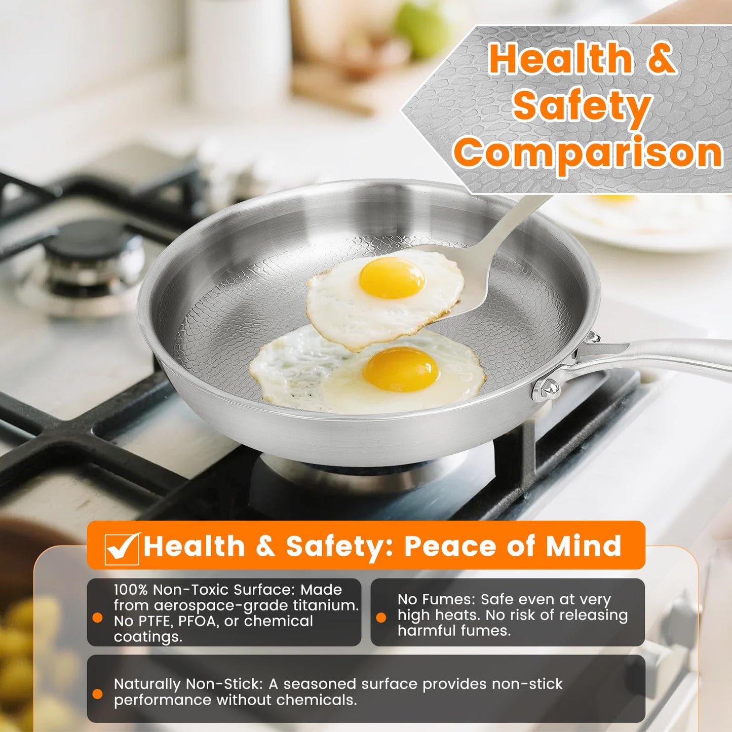 NKDFRI Titanium Hammered Pan Pro with Lid - 11.02 Inch Titanium Frying Pan | Scratch-Resistant, Even Heating Cookware for All Stovetops (11in-With Lid)