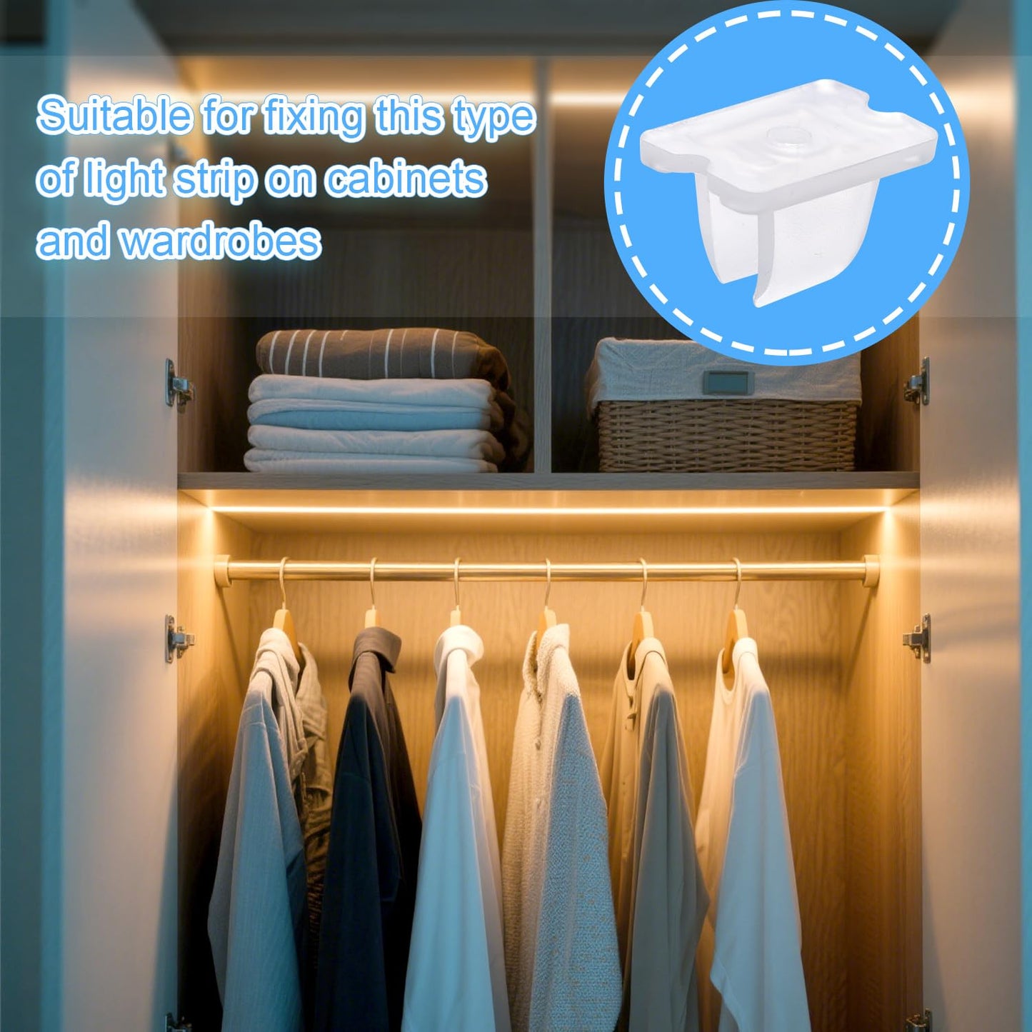 lasuroa 40pcs LED Light Strip Mounting Clips, Fixing Clamps with Screws Mounting Brackets for 5mm to 6mm Neon & LED Strips Rope Ideal for Home and DIY Lighting Projects