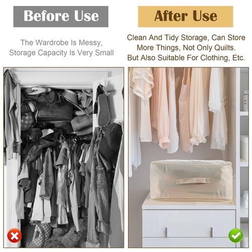 Sibba 5 PCS Clothes Compression Storage Bags with Zipper 4 Handles Pillow Quilt Comforters Organizer, Large 21x16x11in Foldable Closet Box Containers Bedding Storage Bags for Blankets Sheets Sweaters