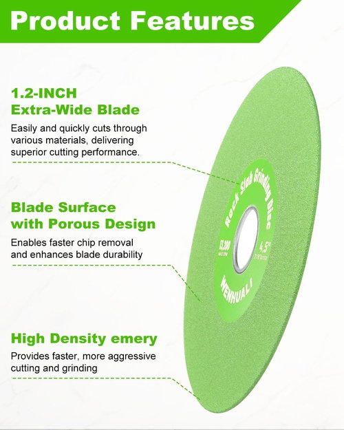 WENHUALI 4.5 Inch Diamond Rock Slab Grinding & Cutting Disc - 3 Pcs Angle Grinder Blade with 7/8" Arbor for Marble, Quartz, Ceramic, Glass, Tile, Jade & Rock Slab Trimming