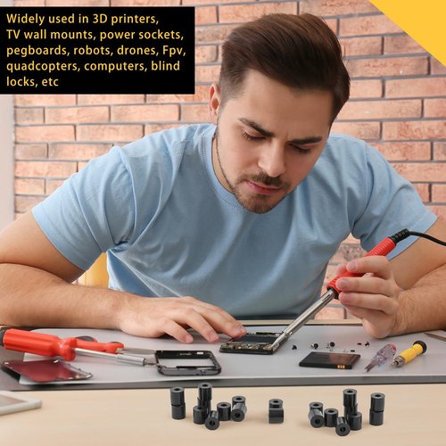 Pasimy 100 Pcs Black Nylon Spacers 1/2 '' Thick, 1/2 '' OD 0.194 '' ID Round Rubber Plastic Washers Electrical Outlet Screw Spacers for Robotics Electrical Screws, Switch and Receptacle