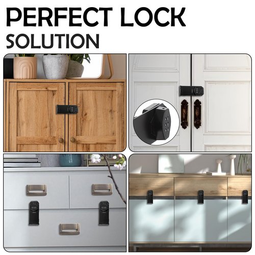 2 Pack Password Rotary Hasp Locks, Door Security Slide Latch Lock,Black Digit Combination Lock for Small Doors, Cabinets, Barn Door, Bathroom, Outdoor, Garage, Garden