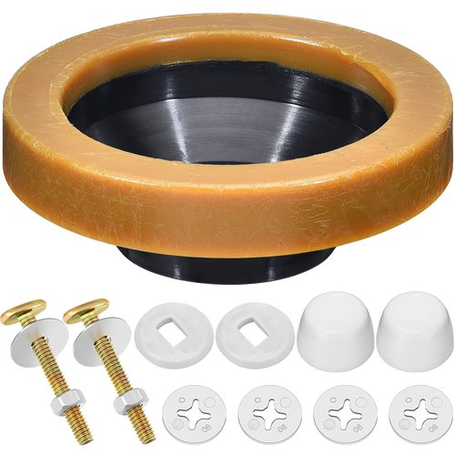 11 Pcs Toilet Wax Ring Kit Include Thick Flange Closet Bolts Bolt Caps and Retainer Washers Fits 3 Inch and 4 Inch Waste Lines for Toilet Gas Odor and Watertight Sealing Supplies