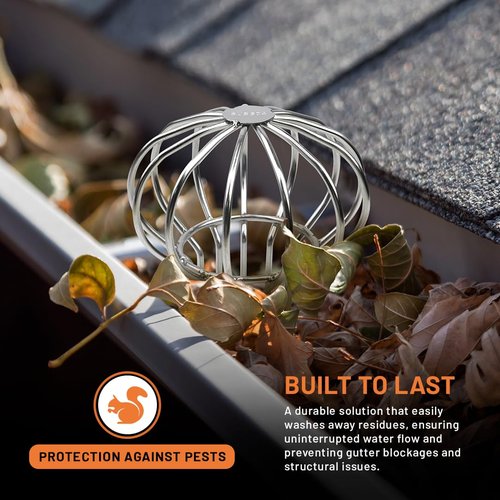Gutter Guard (5 Pack) 304 Stainless Steel Fits for 2.6" ~ 3.7" - Downspout Filter - Leaf Guards for Gutters