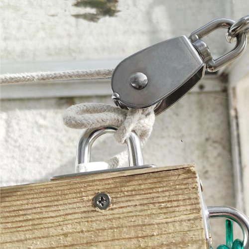 ZOENHOU 4 PCS M50 Loading 881Lbs / 400Kg Single Pulley Block, 304 Stainless Steel Single Pulley Roller with Rotatable 360°Pulley and Rings, Heavy Duty and Smooth Rope Pulley Block for Rope Lifting