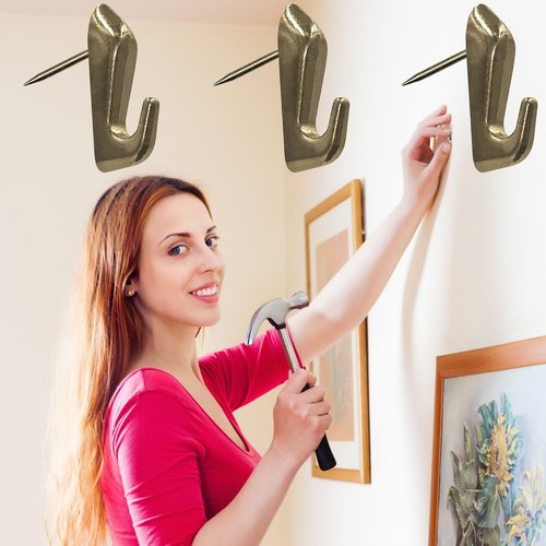 30 PCS Push Pin Picture Hooks, thumbtacks for Wall Hanger, Picture Hanging Nails for Wall, Decorative Thumb Tacks for Hanging, Bulletin Board Hooks (Bronze)