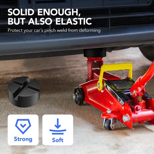 Suewort Upgraded Pinch Weld Jack Pad, Two Depths X-Grooves Floor Jack, Easily Fit Different Cars, Thicker Sturdy and Grippy Rubber Pad to Protect You and Your Car, 3.9 x 3.9 x 1.8 in