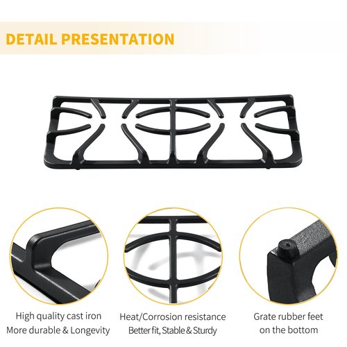 Allstare 316499502 Burner Grate Replacement Parts for Frigidaire Gas Stove Range Parts 3164995 Gallery Stove Top Side Grates 18.9’’x8.6’’ FGF348KSK DGGF3042KFR Frigidaire Cast Iron Cooktop Grate 1Pcs