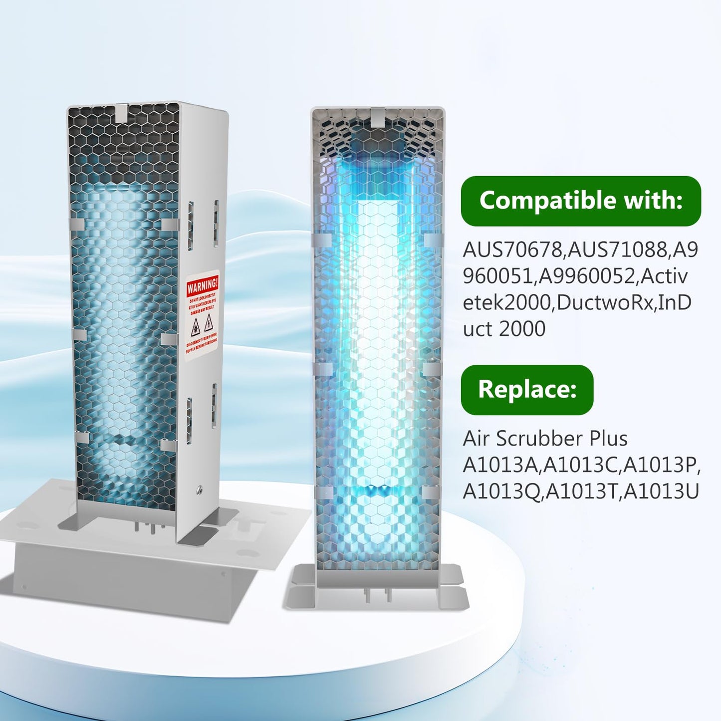 BlueDate Air Scrubber Advanced Photocatalytic Oxidation (PCO) 9 Inch Replacement Cell and Üν Bulb, Ozone Free Suitable for ActivTek InDuct 2000, A1013A, A1013C, A1013P, A1013Q, A1013U, 1 Pack