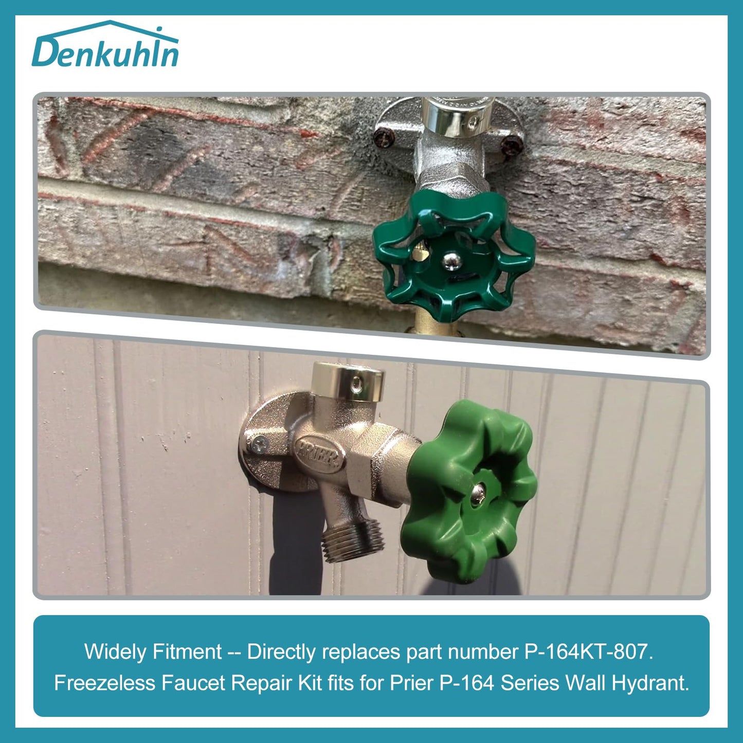 Denkuhin C-144KT-807 Complete Wall Hydrant Faucet Service Repair Kit Fit for Prier C-144 C-244 Series Wall Hydrant Replace Outdoor Faucet Repair Kit