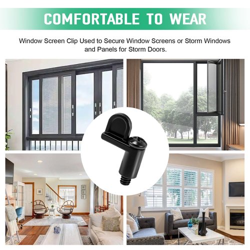 7/16 Inch Screen Door Clips, 12 Pack Window Screen Clip for Storm Panels, Storm Door Glass Retainer Clips, Window Screen Fasteners, Metal Security Hardware Screen Clips to Hold The Screen in Window