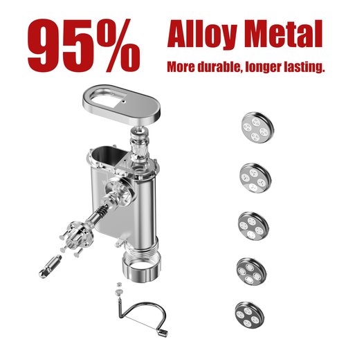 Eascandy Metal Gourmet Pasta Press Attachment for KitchenAid Stand Mixer – Durable Metal Pasta Maker Attachment with 5 Interchangeable Plates for Fresh Homemade Pasta