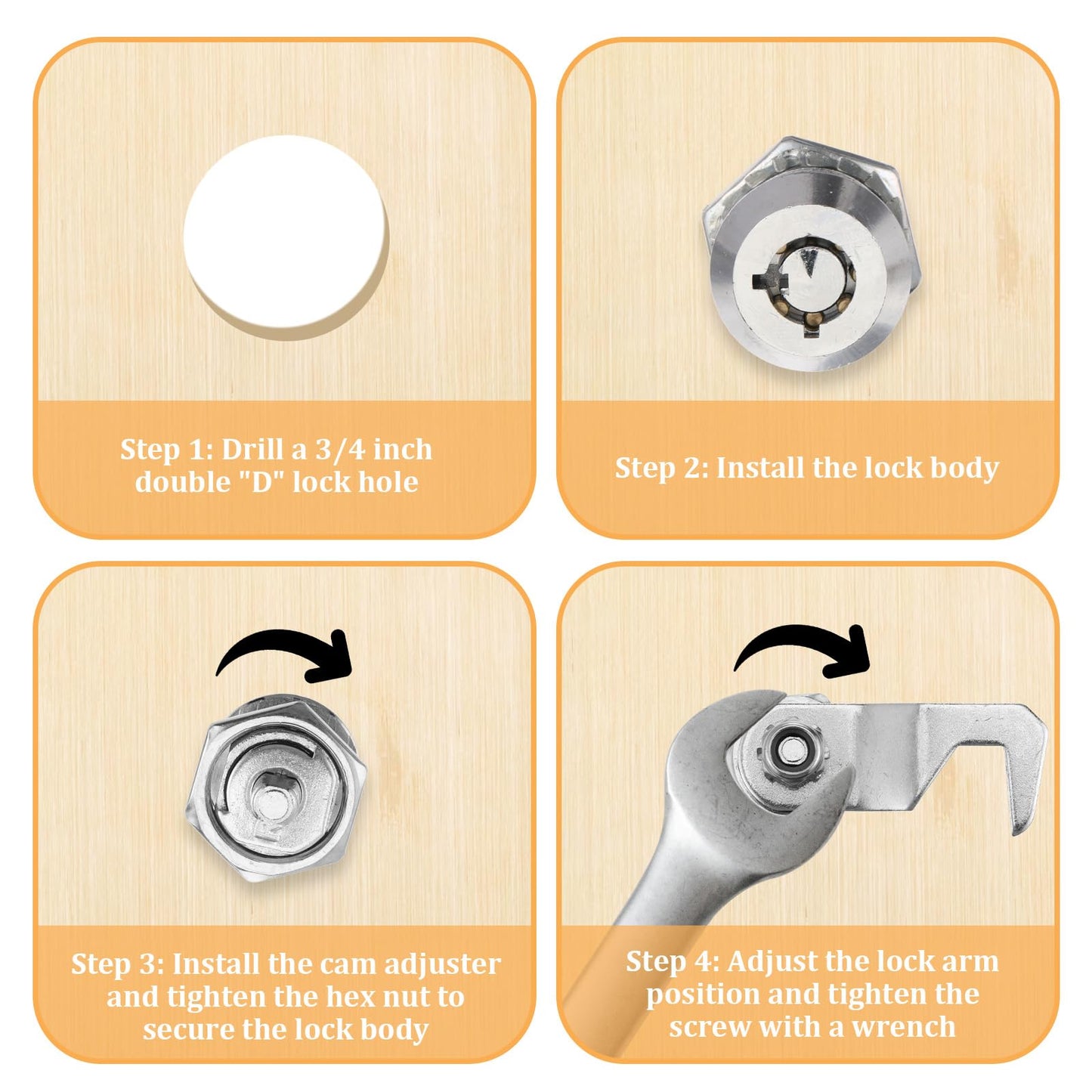 General Lock Replacement 5/8" Cabinet Cam Lock Keyed Alike Tool Box Locks with Keys Hook Cams Toolbox Locks for RV Storage Compartment Door Tool Cart Mailbox