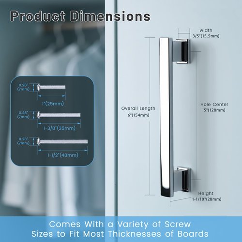 KNOBWELL 10 Pack Polished Chrome Solid Cabinet Pulls 5 Inch(128mm) Hole Center Kitchen Cabinet Handles,Cabinet Hardware for Cupboard Drawer Pulls