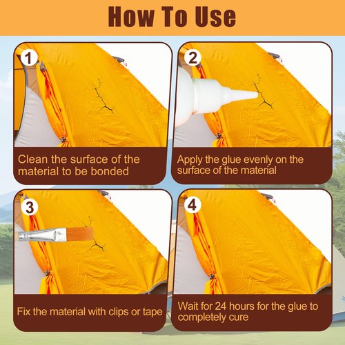 JAOJAO 100ml Tent Seam Sealer, Tent Waterproofing Fast Cure Sealant Tents Repair Glue Repairs Rips Seals Seams Dries Quickly, Becomes Transparent After Drying for Tents Awnings Jackets Sleeping Pads