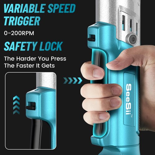 Seesii Cordless Electric Ratchet Wrench 3/8：Brushless Motor, 21V, 66 ft-lbs Torque, 250 RPM, 2x2.0Ah Batteries, 3" Extended Bar, 8 Sockets & Adapters (1/4" & 1/2")"