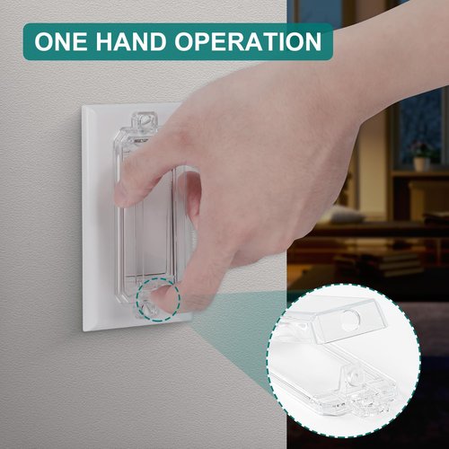 CLYMENE Light Switch Cover Guard, Child Proof Wall Switch Cover Keeps Lights or Switches from Being Accidentally Turned ON or OFF, Rocker Style (Clear, 2 Pack)