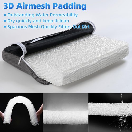Fasjloctavty Shower Seat Cushion with Non-Slip Silicone Bottom, Shower Chair Cushion for Transfer Benches,Washable 3D Mesh Pad with Hook,Quick Drying Bathtub Chair Pad for Elderly, Pregnancy