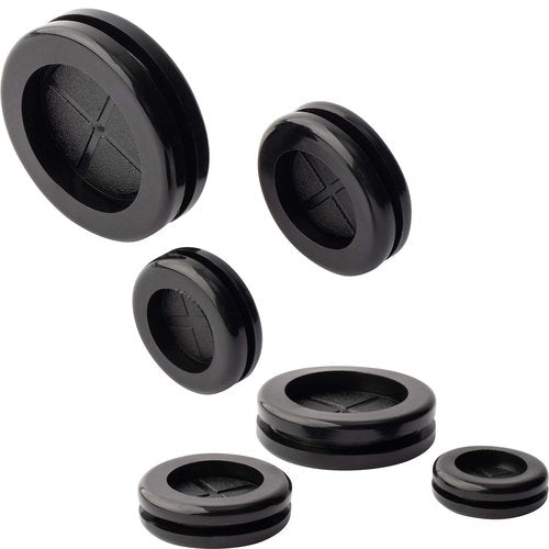 ISPINNER 52pcs 6 Sizes Rubber Grommet, Double Sided Round Rubber Hole Plug, Drill Hole 5/8" 13/16" 7/8" 1" 1-3/16" 1-1/2" (Black)