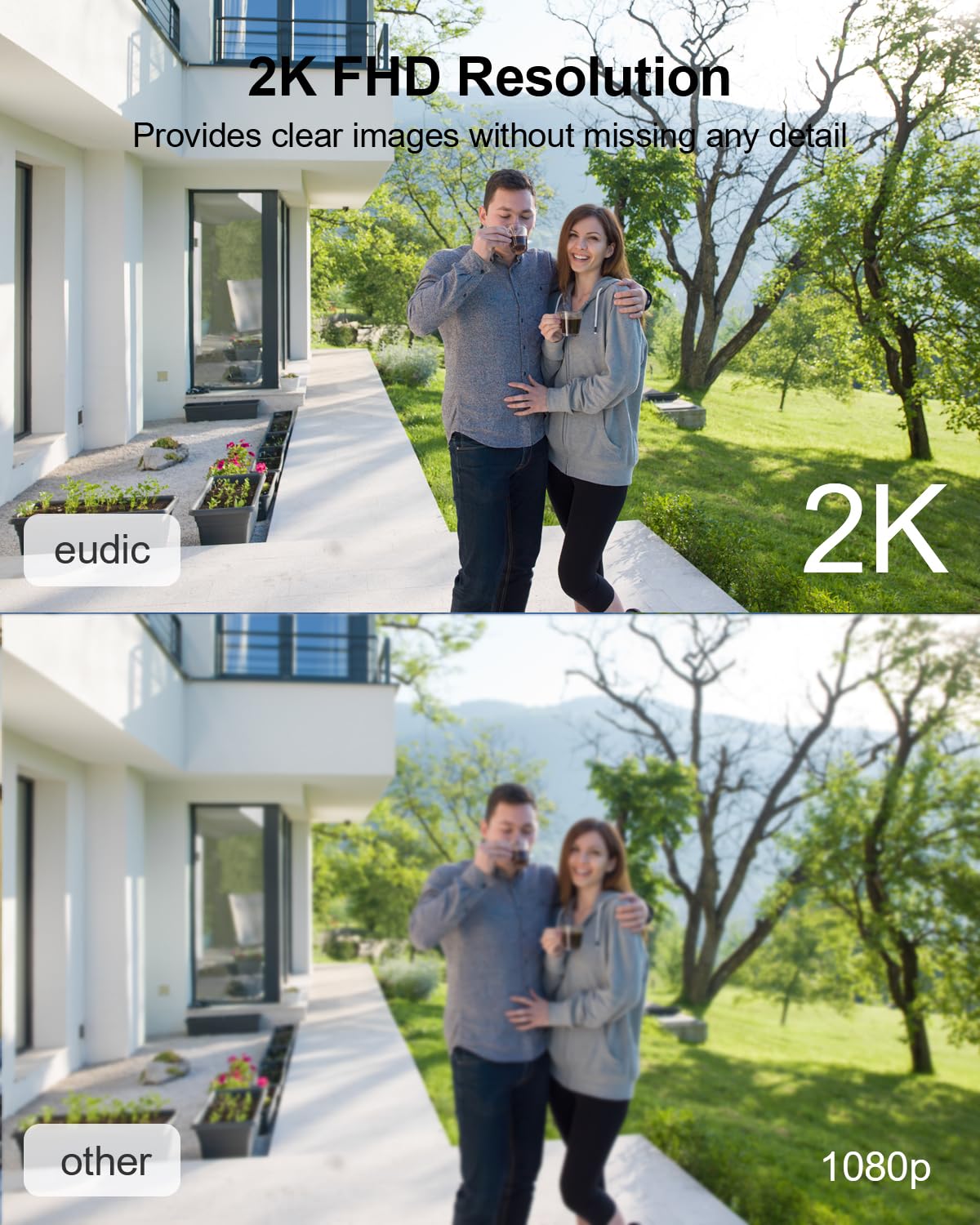 Solar Security Cameras Wireless Outdoor, Battery Powered 2K WiFi Cameras for Home Surveillance, PIR/AI Motion Detection, Waterproof, Color Night Vision, 2-Way Audio, (2 Pack)