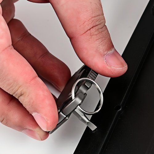 Titanium Multitool Keychain - 3-in-1: Box Cutter, Flathead Screwdriver, Bottle Opener, Durable EDC Gear
