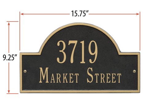 Whitehall™ Personalized Cast Metal Address Plaque with Arch Top. Made in the USA. BEWARE OF IMPORT IMITATIONS. Display Your Address and Street Name. Custom House Number Sign. Wall Mounted Sign.