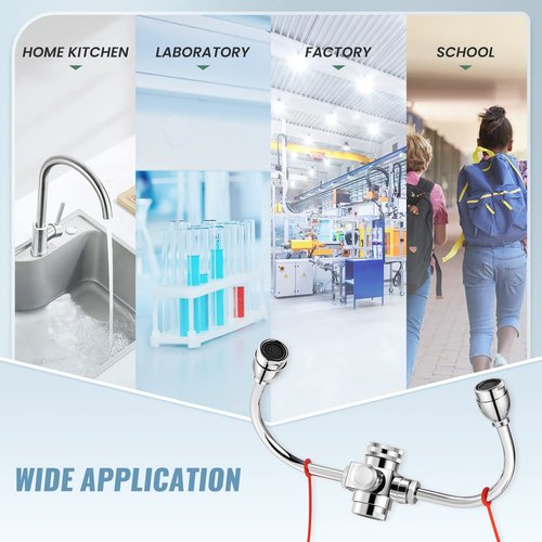 Huanyu Faucet Mounted Eyewash Station 360°Rotation Emergency Eye Wash Station Sink Attachment Adjustable Direction Eye Wash Faucet for Laundry Room Kitchen Sink with 3 Adapters (Style B)