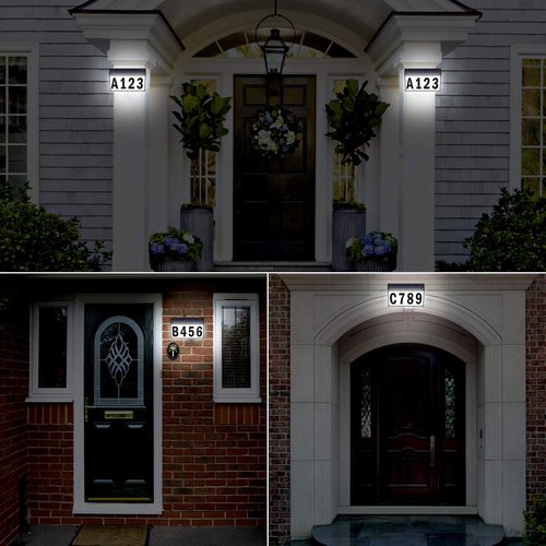 Solar House Numbers Light, T-SUNUS Lighted House Numbers Sign Plaque Address Numbers for Houses Waterproof LED Solar Powered Address Sign for Houses Mailbox Street Yard
