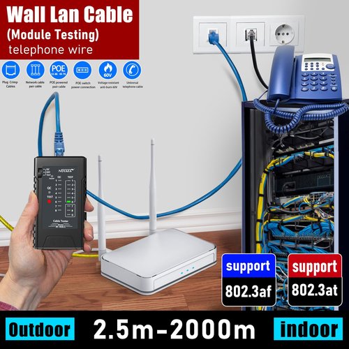 NF-468CS Network Cable Tester,RJ45/RJ11/CAT5/CAT6/CAT5E/CAT6A/ CAT7/POE Test UTP/STP Continuity Tester Ethernet Cable Mapper Phone Line CAT3, Ethernet Cable Tester, LAN Cable Test Network Tools