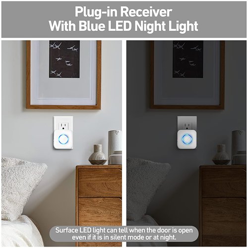 Wireless Doorbell Extender with Receiver Connects to Existing Hardwired Doorbell into Wireless Door Bell with 656 FT Range, 58 Chimes and 5 Volume Levels for Garage/Basement (1 Extender 2 Receiver）