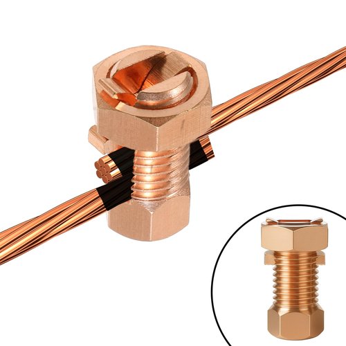 2PCS Split Bolt Connector Superior Strength Split Bolt Connector Copper Grounding Clamps for Completing Ground Bonding to Bare Wires TJ-16