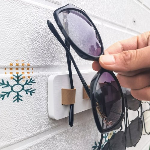 FINDAMAZE Sunglasses Organizer Wall Mounted Wood Sunglass Holder for Home Glasses Holder/Sunglasses Rack,Home Decor (White-1pcs-long)