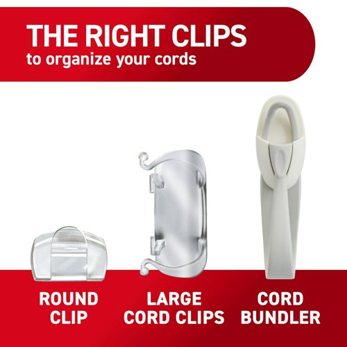 Command Round Cord Clips, Damage Free Hanging Cable Clips, No Tools Wall Clips for Hanging Electrical Cables, 13 Clear Cord Clips and 16 Command Strips