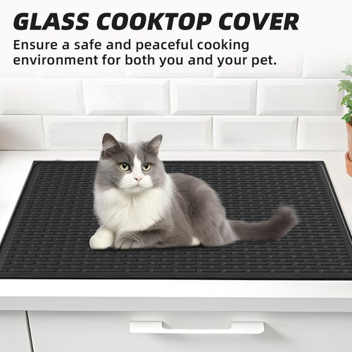 LOPNUR Electric Stove Cover for Stove Top, 36"x20.5" Silicone Stove Mat for Glass Top Stove Cover Protector, Heat Resistant Induction Cooktop Protector, Non-Slip Kitchen Glass Cooktop Protector, Black