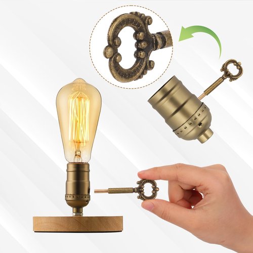 QfwdfcTrenz 4 Pack Antique Brass Lamp Turn Knob Switch Replacement with 1/2" Extensions - Vintage Metal Socket Keys for Floor & Table Lamps